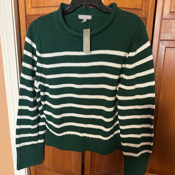 J.Crew green striped roll up sweater XL NWT - Picture 3 of 8